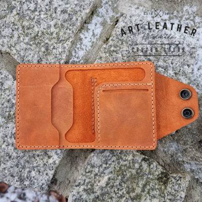 Mały portfel skórzany handmade pomarańczowy