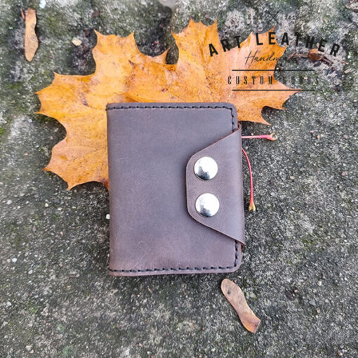 Mały portfel skórzany handmade 09 przód