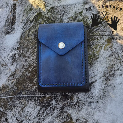 Mały skórzany portfel niebieski
