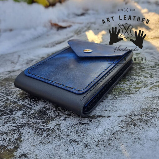 Mały skórzany portfel niebieski dół