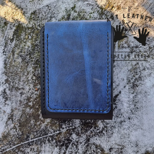 Mały skórzany portfel niebieski tył